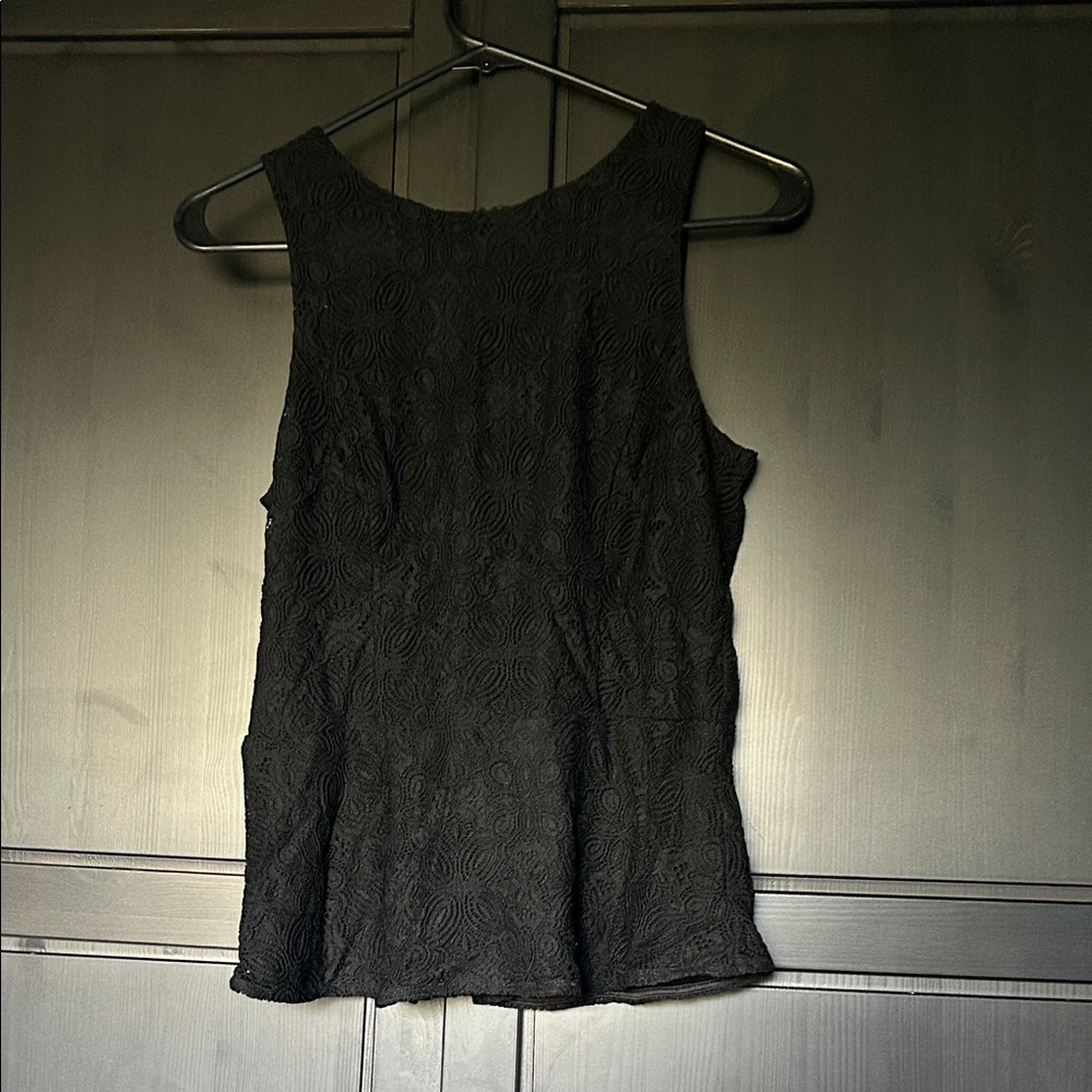 White House Black Market Textured Black Tank Top